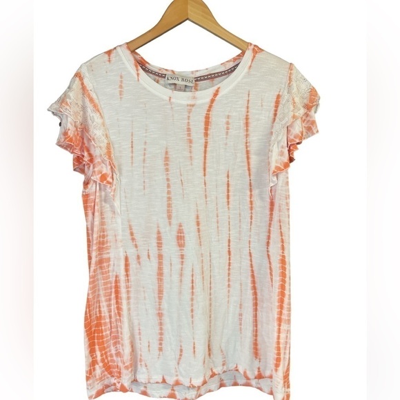 Knox Rose Tops - Knox Rose Orange and White Tie-Dye Top